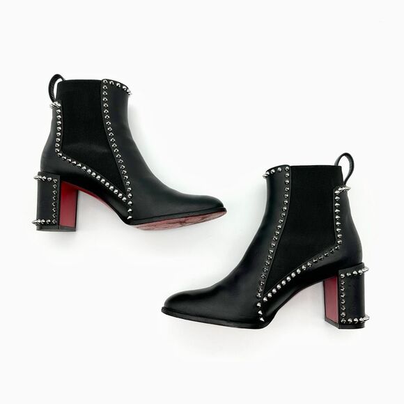 CHRISTIAN LOUBOUTIN Out Line Spikes Leather Chelsea Boots Size 39 US 8.5 Studded - Picture 9 of 12